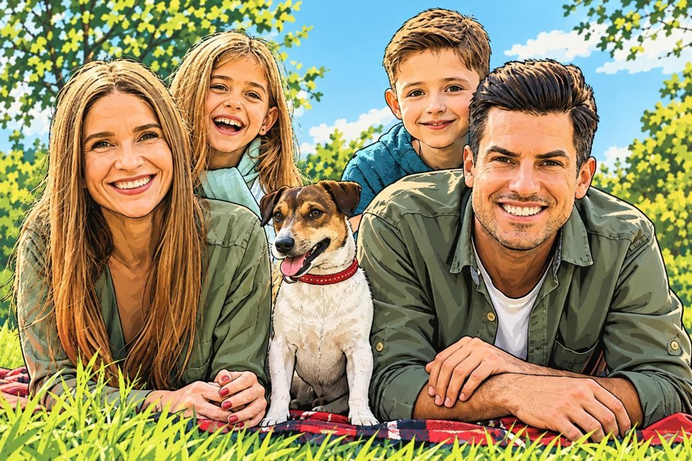 Familie im Stil Foto-Comic