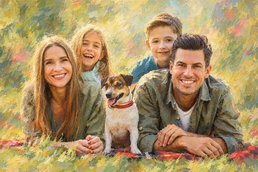 Familie im Stil Ölgemälde