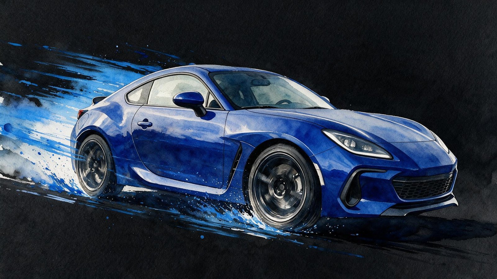 Aquarell eines Autos auf weißem Papier